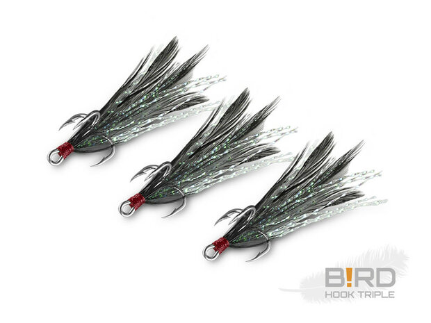 Delphin   B!RD Hook TRIPLE / 3pcs black feathers   NR10