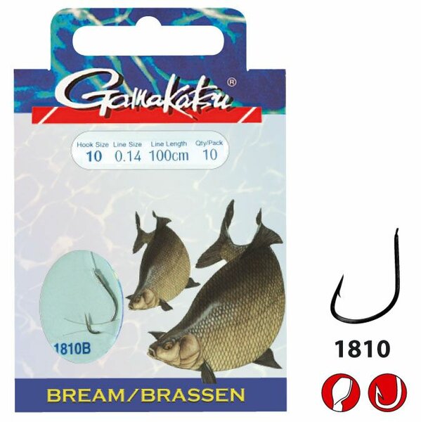 GAMAKATSU HOOK BKS-1810B BREAM FEED.75CM Lijn:  0.18 Haak:8