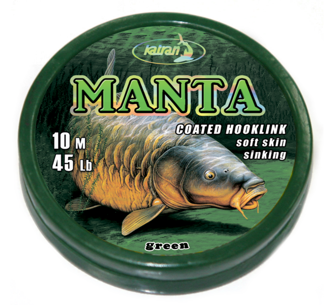 Coated braided hook links MANTA GREEN 45lb 10 m