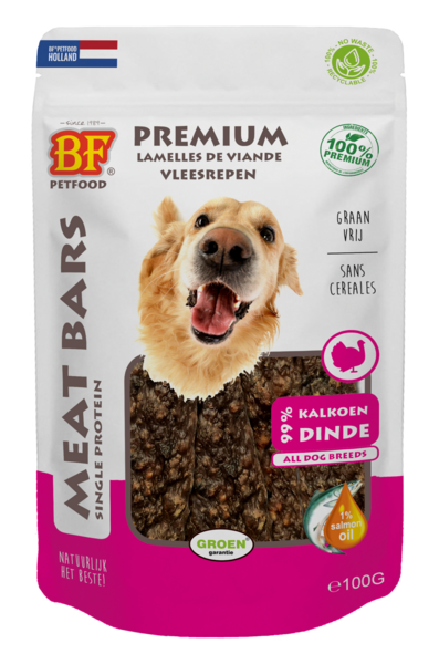 BF Petfood Meat Bars Kalkoen 100g (100 % mono prote&iuml;ne) BF Petfood Meat Bars Kalkoen 100g (100 % mono prote&iuml;ne)