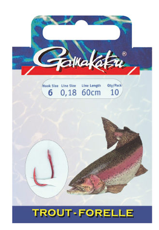 GAMAKATSU HOOK BKS-5330R TROUT 60 CM Lijn:  0.16 Haak:8